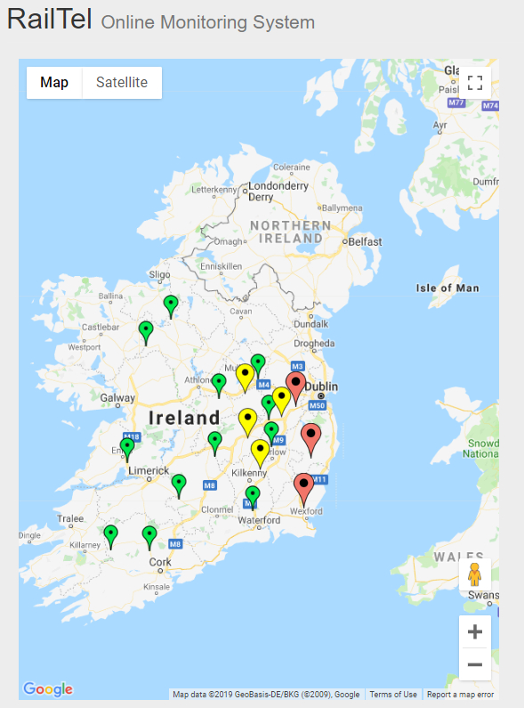 Map showing Data Points